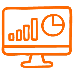 the-digitale_icon_dashboard Icon eines Computerbildschirms mit Balkendiagramm und Kreisdiagramm.