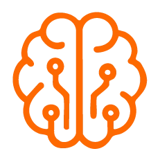 Icon eines stilisierten Gehirns mit Leiterbahnen.