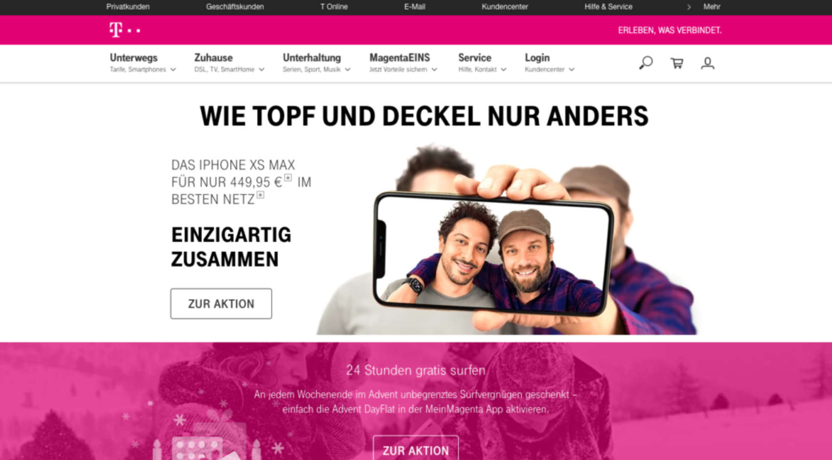 Telekom Entertain Webseite