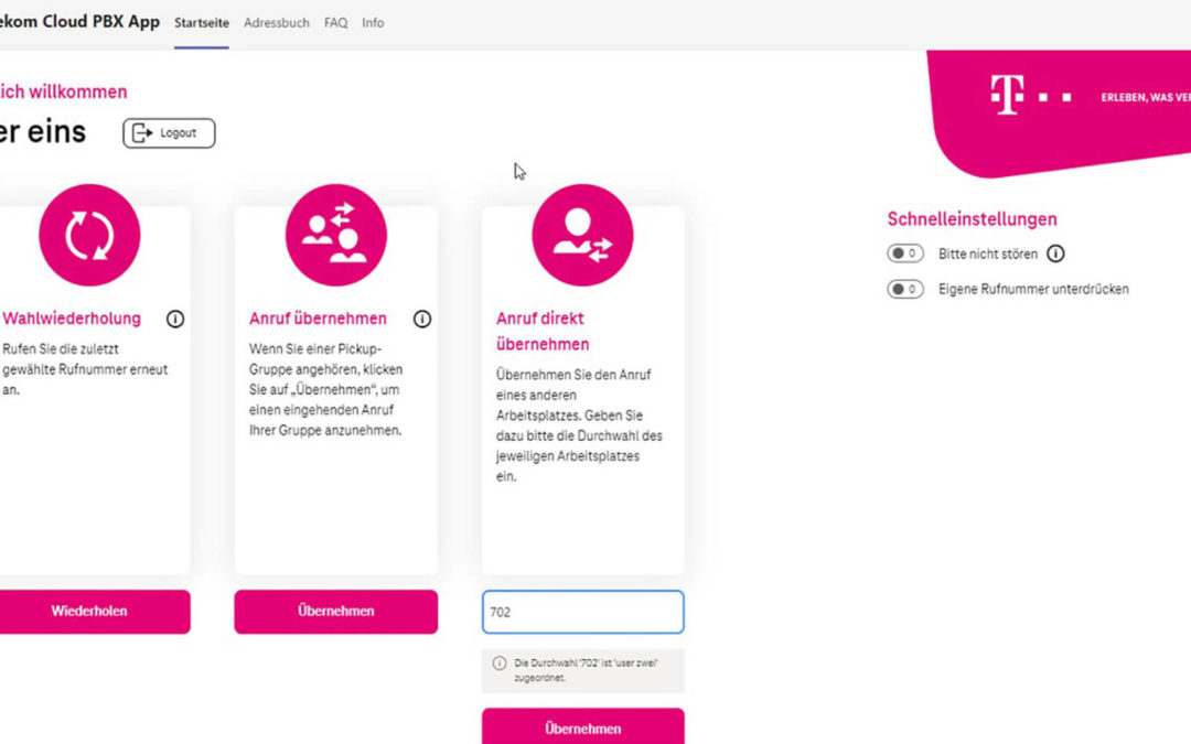 Telekom Cloud PBX App in Microsoft Teams